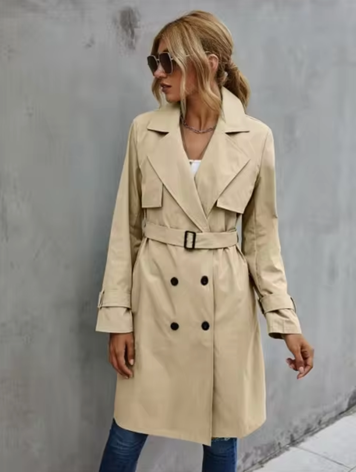 Damen Doppelreihiger Trenchcoat