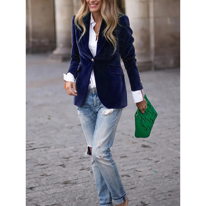 Norvielle Damen Blazer Samtvelour Casual