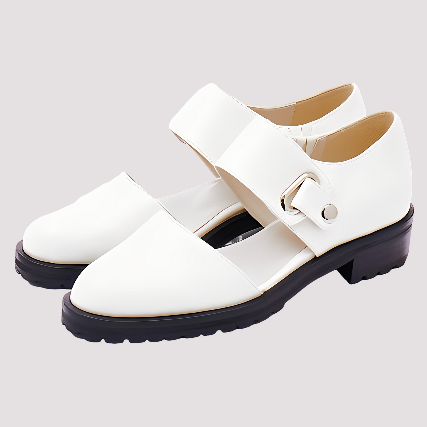 Damen Schnallenschuhe Trenddesign Leder