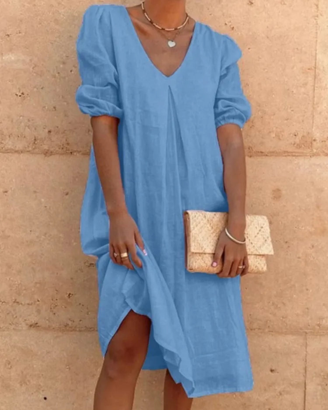 Damen Midi Kleid Luftig Sommerkleid