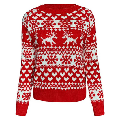 Rote Damen Strickpullover Weihnachten
