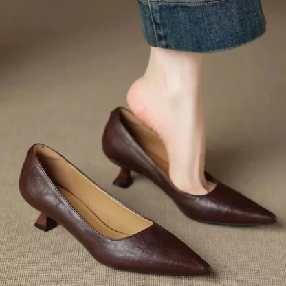 Damen Pumps Klassisch Spitze Niedriger Absatz