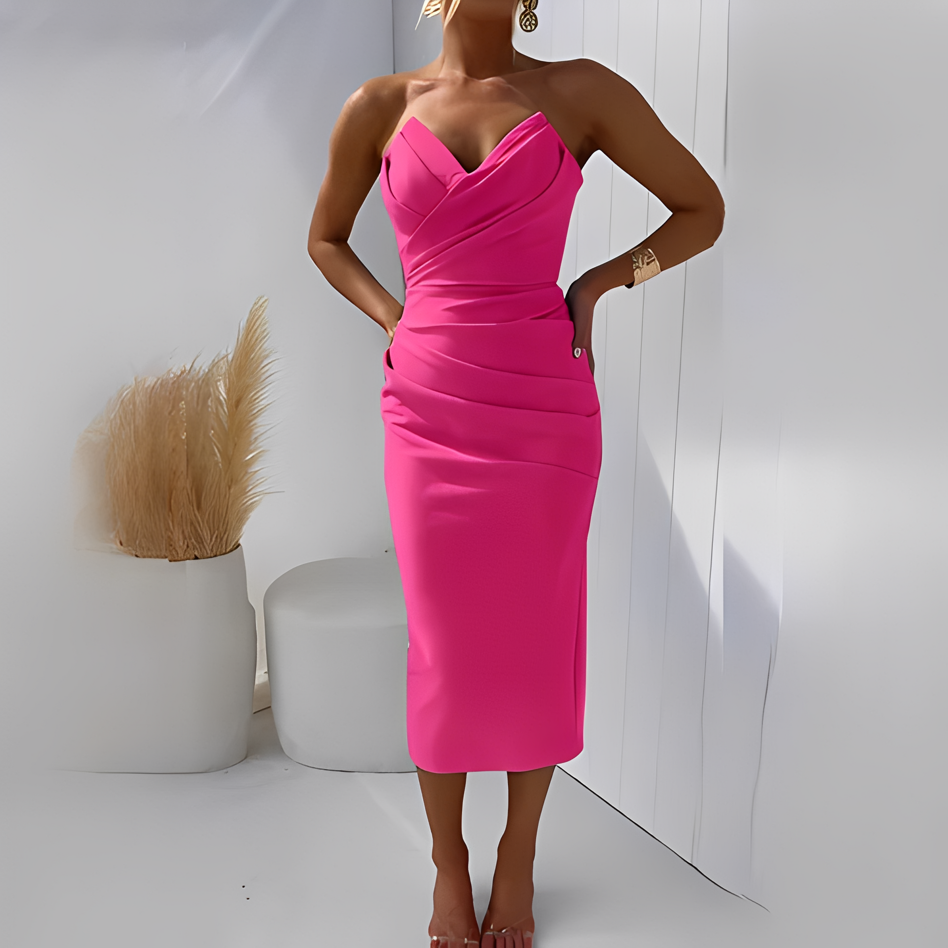 Damen Schulterfreies Kleid Elegant - Norvielle