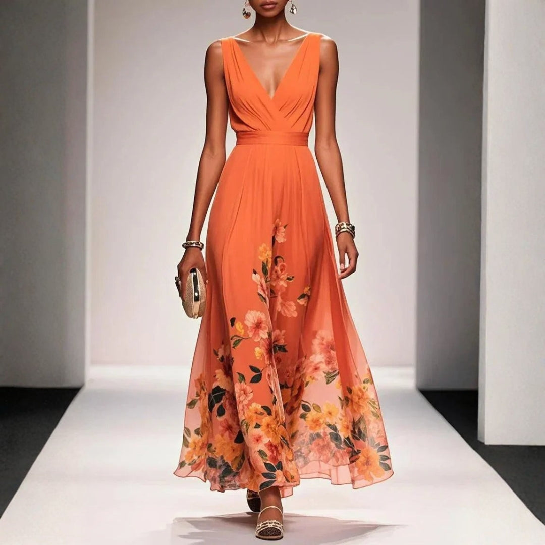 Damen Hochzeitsgästekleid Blumenmuster Kleid