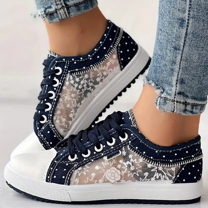 Damen Sneaker Mesh Blumenstickerei