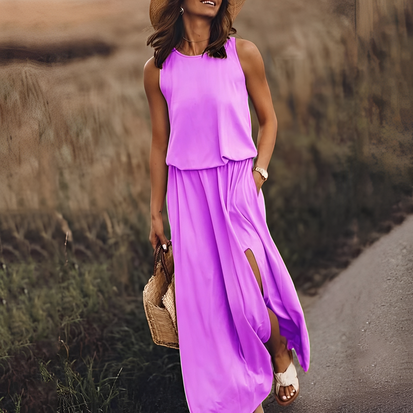 Agnes Damen Ärmelloses Maxikleid