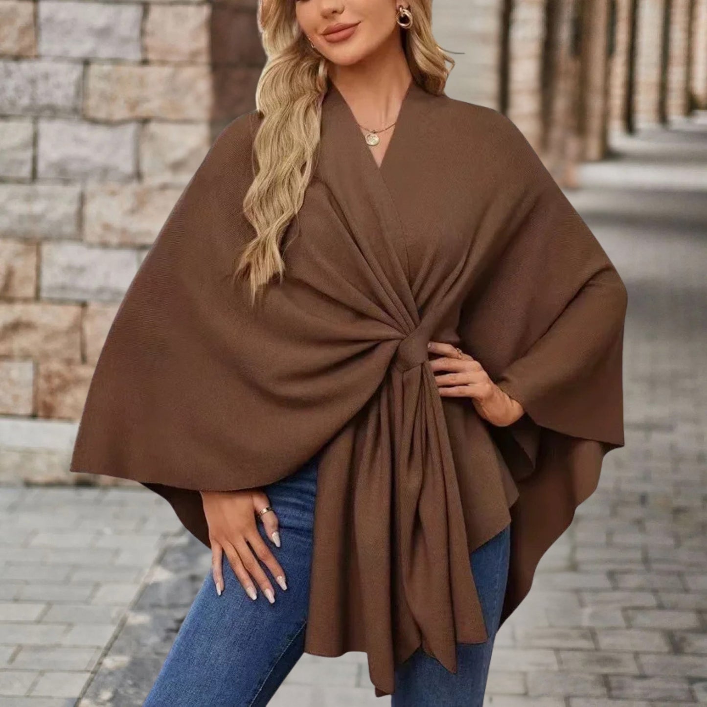 Damen Oberteil Cape-Stil Frontknoten