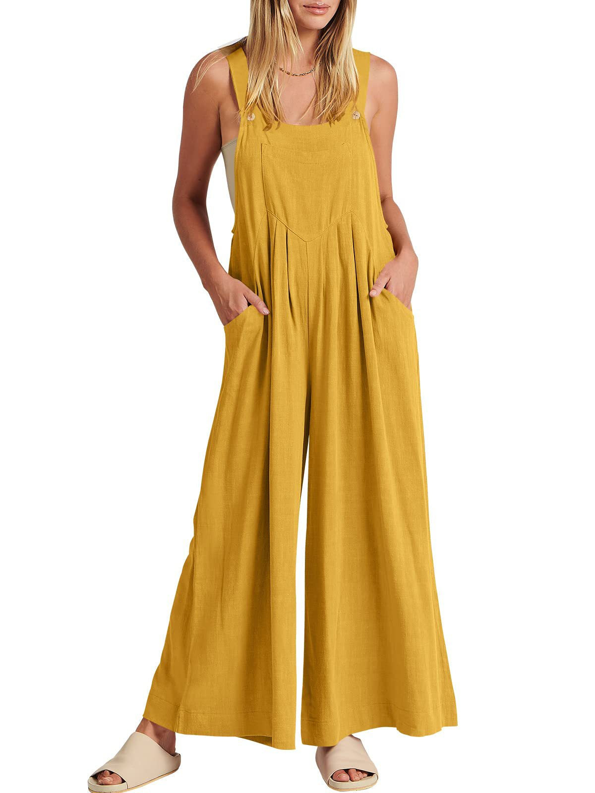 Damen Jumpsuit Weites Bein Mit Taschen