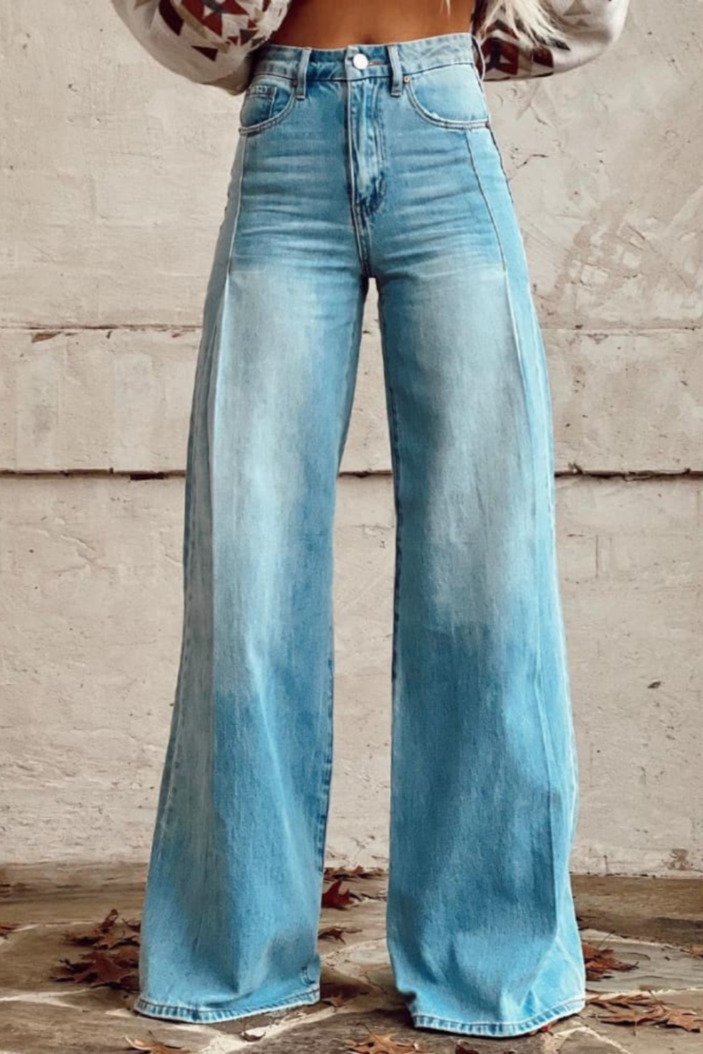 Damen Denim-Hosen Weites Bein