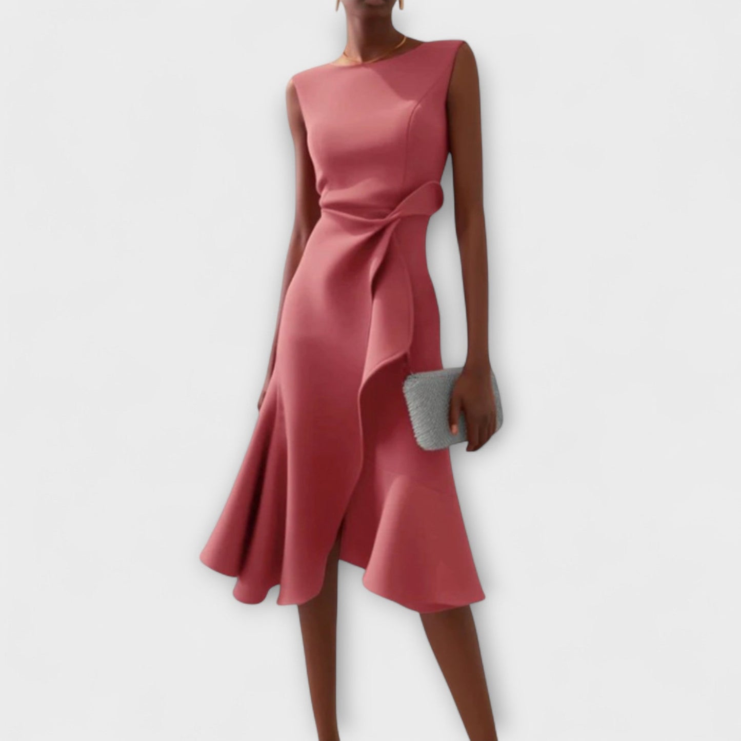Damen Asymmetrisches Midikleid Drapiertes Design