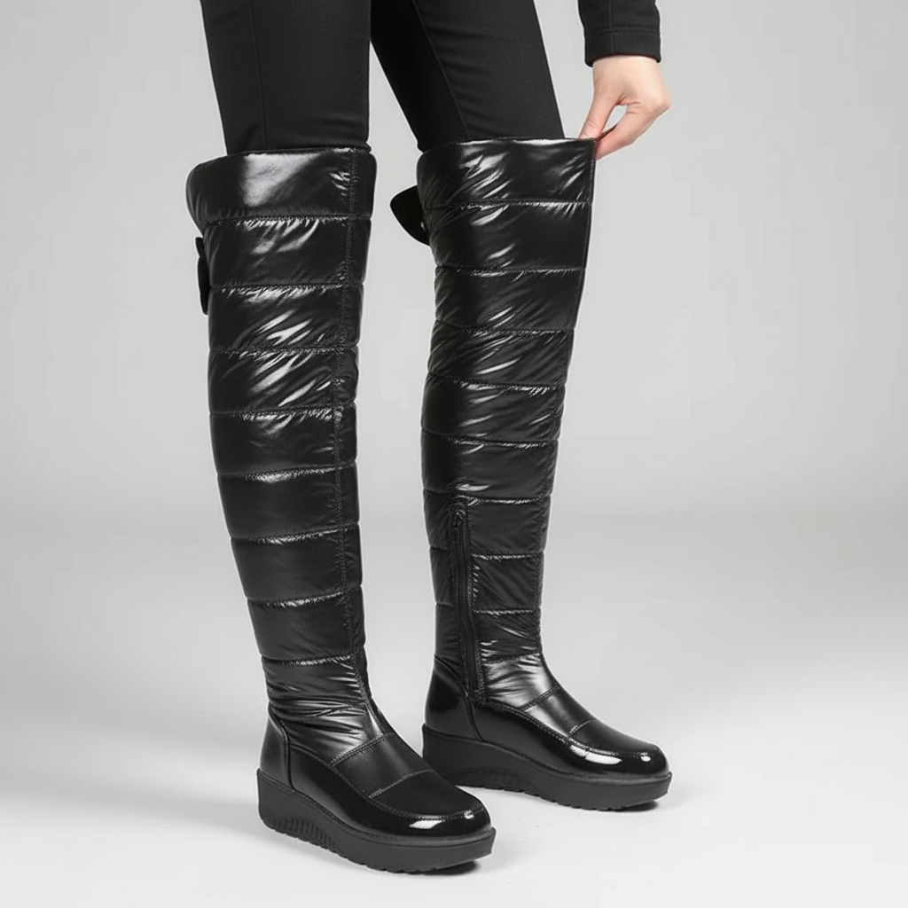 Damen Overknee Stiefel Narella Warm Gefüttert