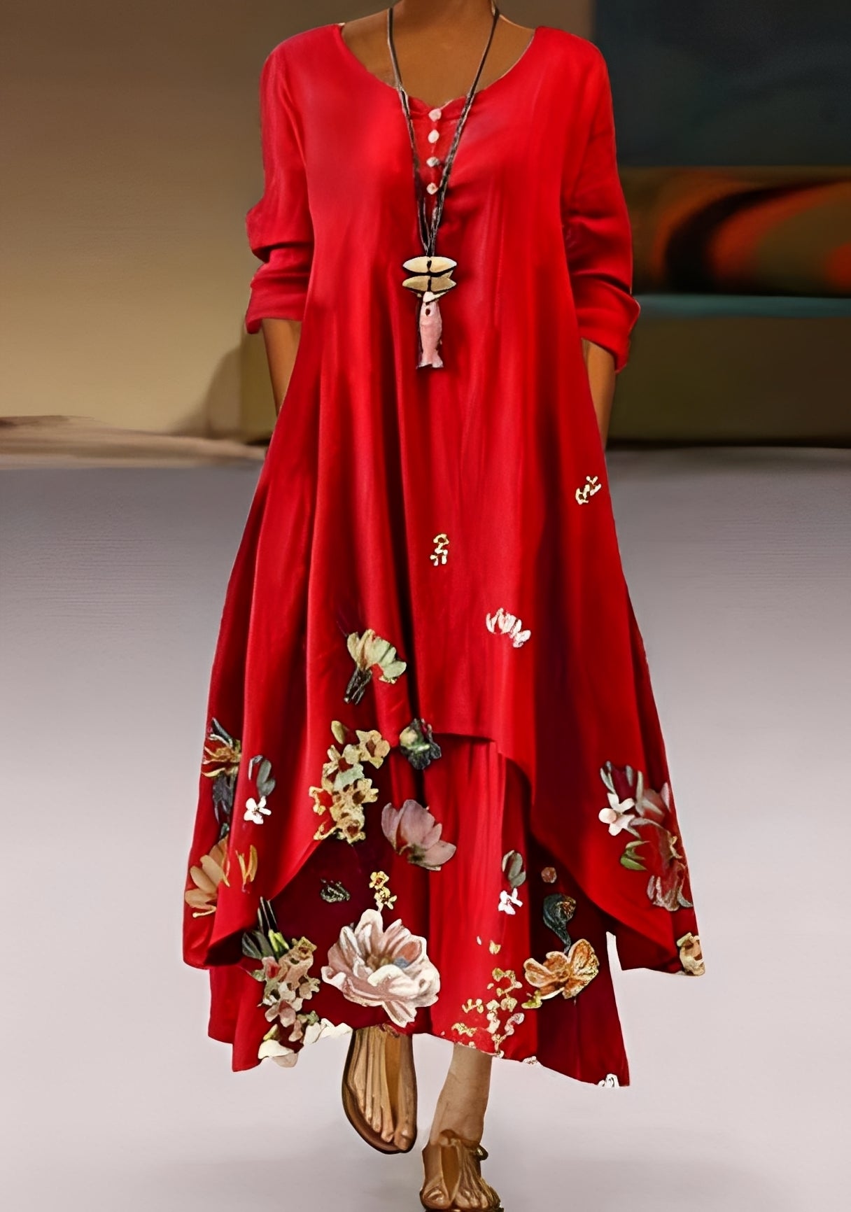 Damenkleid mit Print Elegantes locker Fallendes Kleid