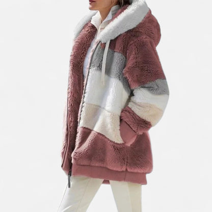 Triswina Damen Oversized Jacke mit Kapuze Gestreift