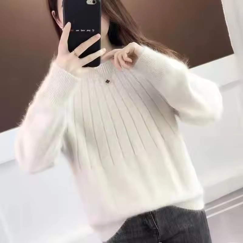 Norvielle Damen Strickpullover Kaschmirweich Rippmuster