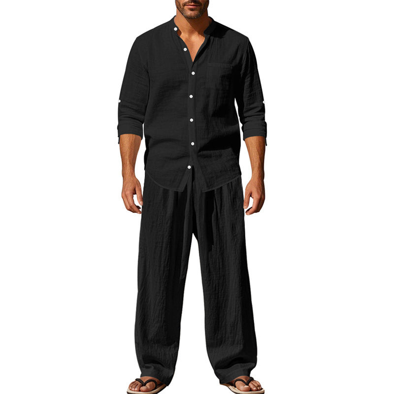Gerald Herren Set Langarmshirt Hose Baumwolle Bequem