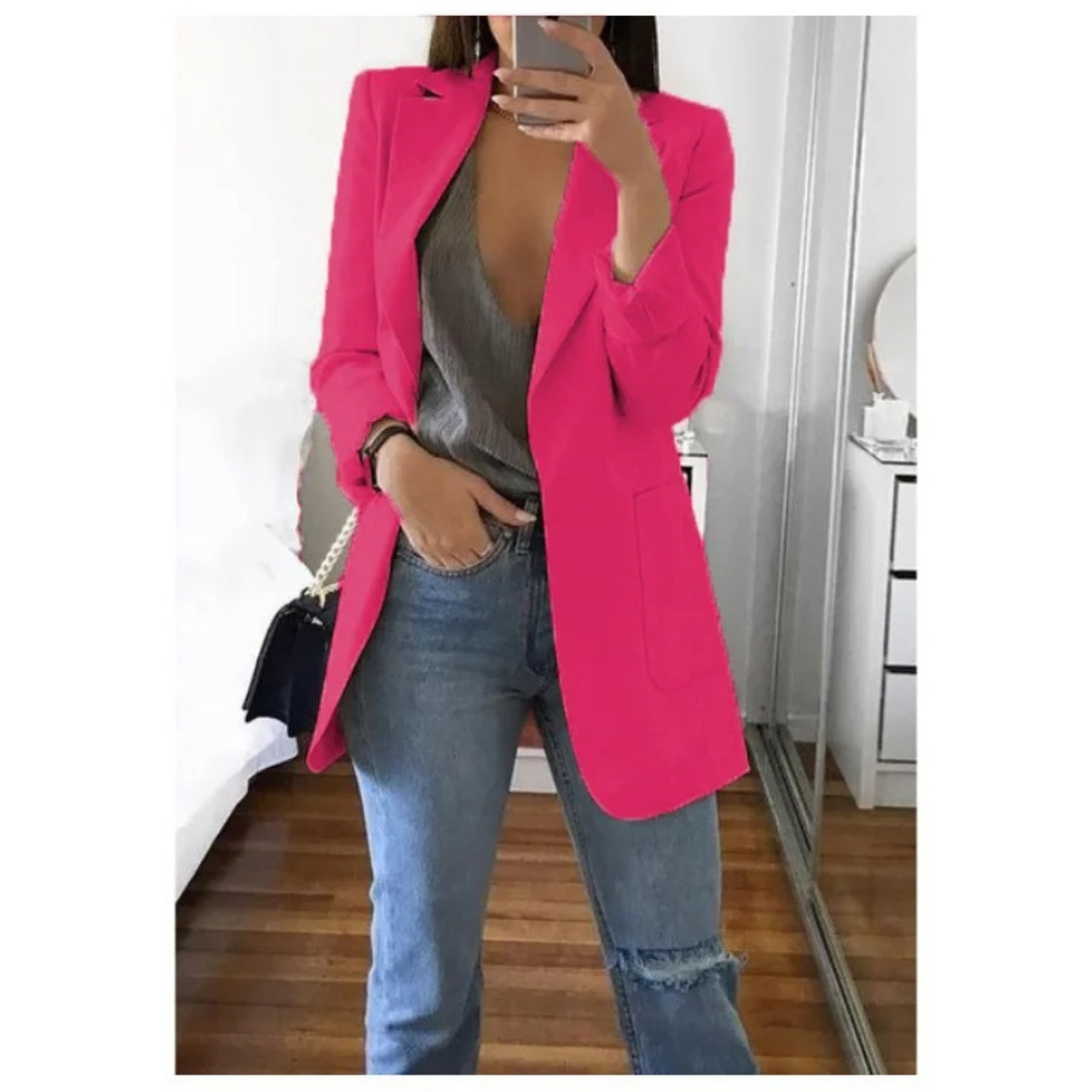 Damen Doppelreihiger Blazer Bürooutfit