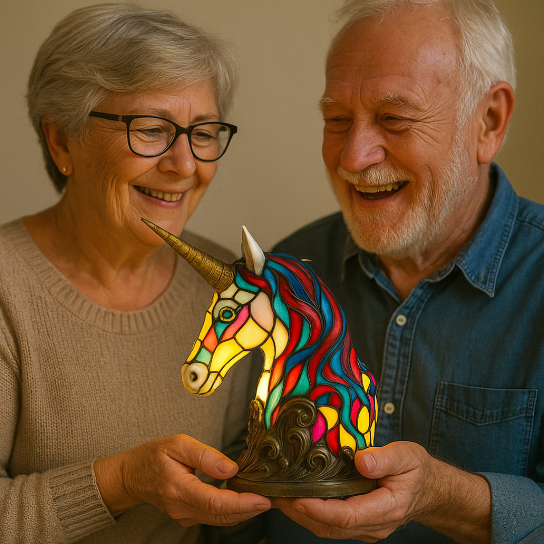 Handgefertigte Herzlampe aus Glas mit weichem Licht