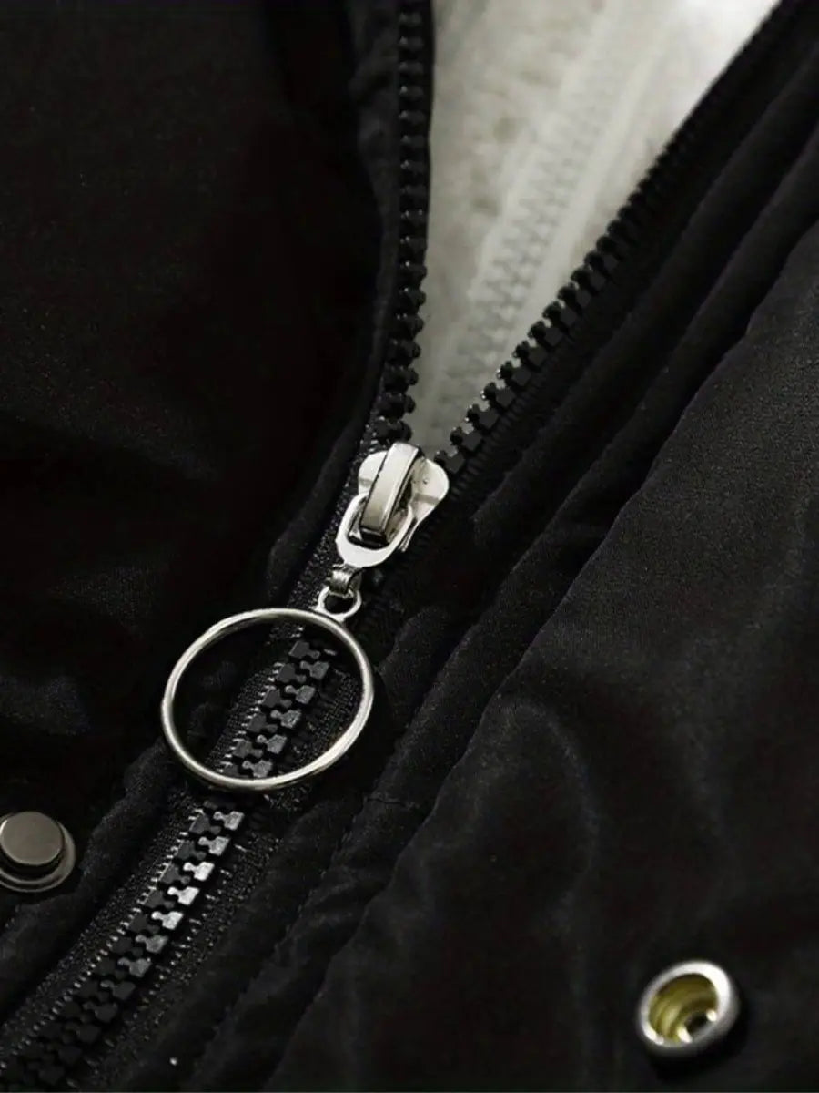 Damen Winterjacke Gefüttert Mit Kapuze Wärmeschutz