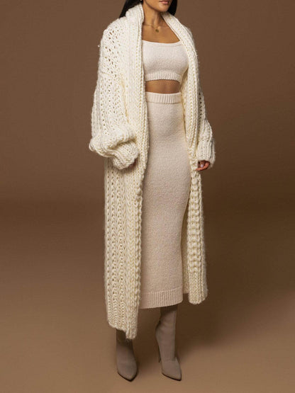 Damen Cardigan Shawl Kragen Elfenbein