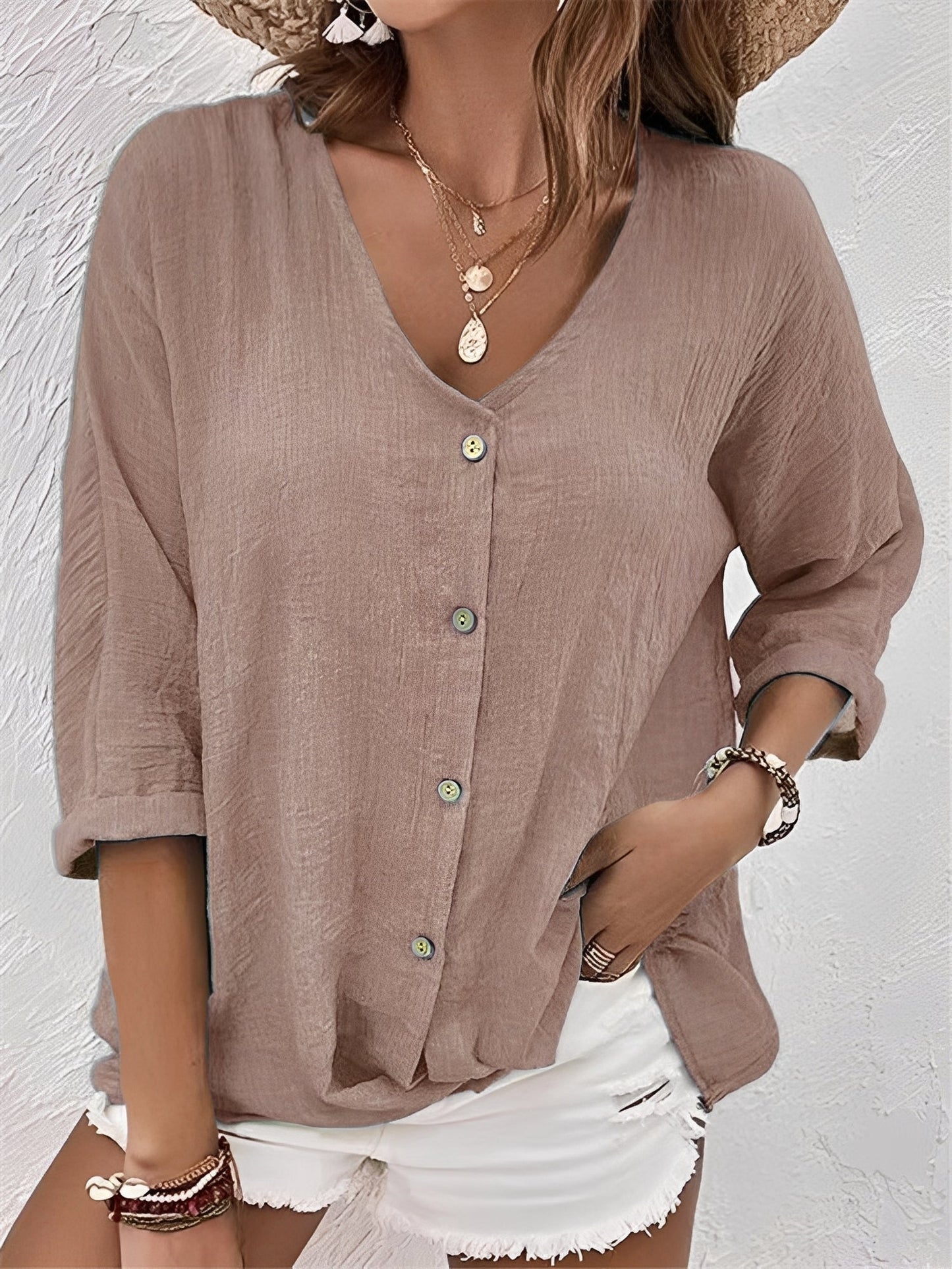 Damen V-Ausschnitt Shirt Bequem