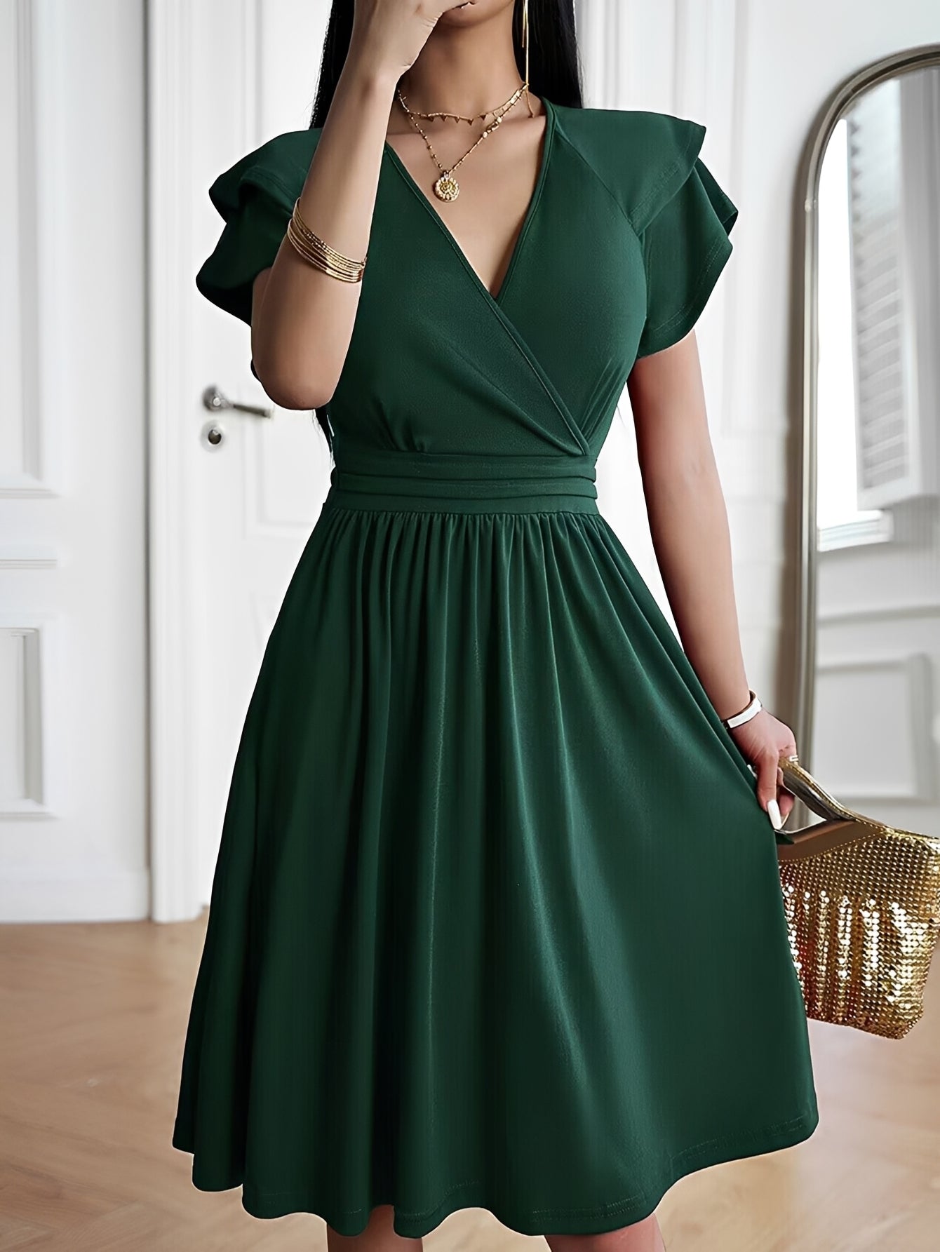 Damen V-Ausschnitt Kleid Elegantes Abendkleid - Norvielle