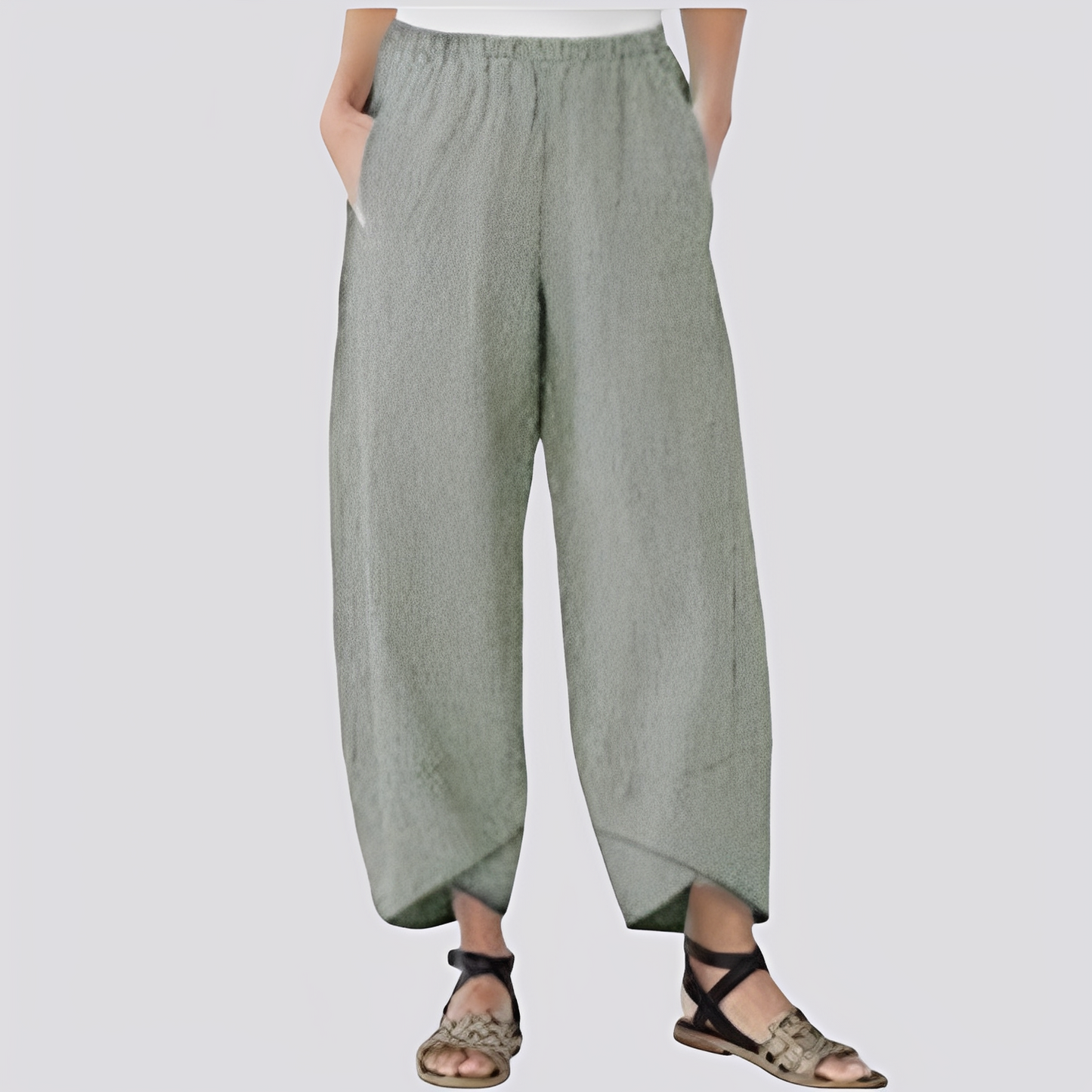 Damenweithose aus Stoff mit weitem Bein