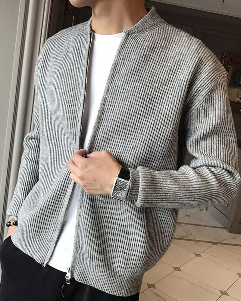 Bennett Herren Strickjacke Rippstrick Reißverschluss Dunkelblau