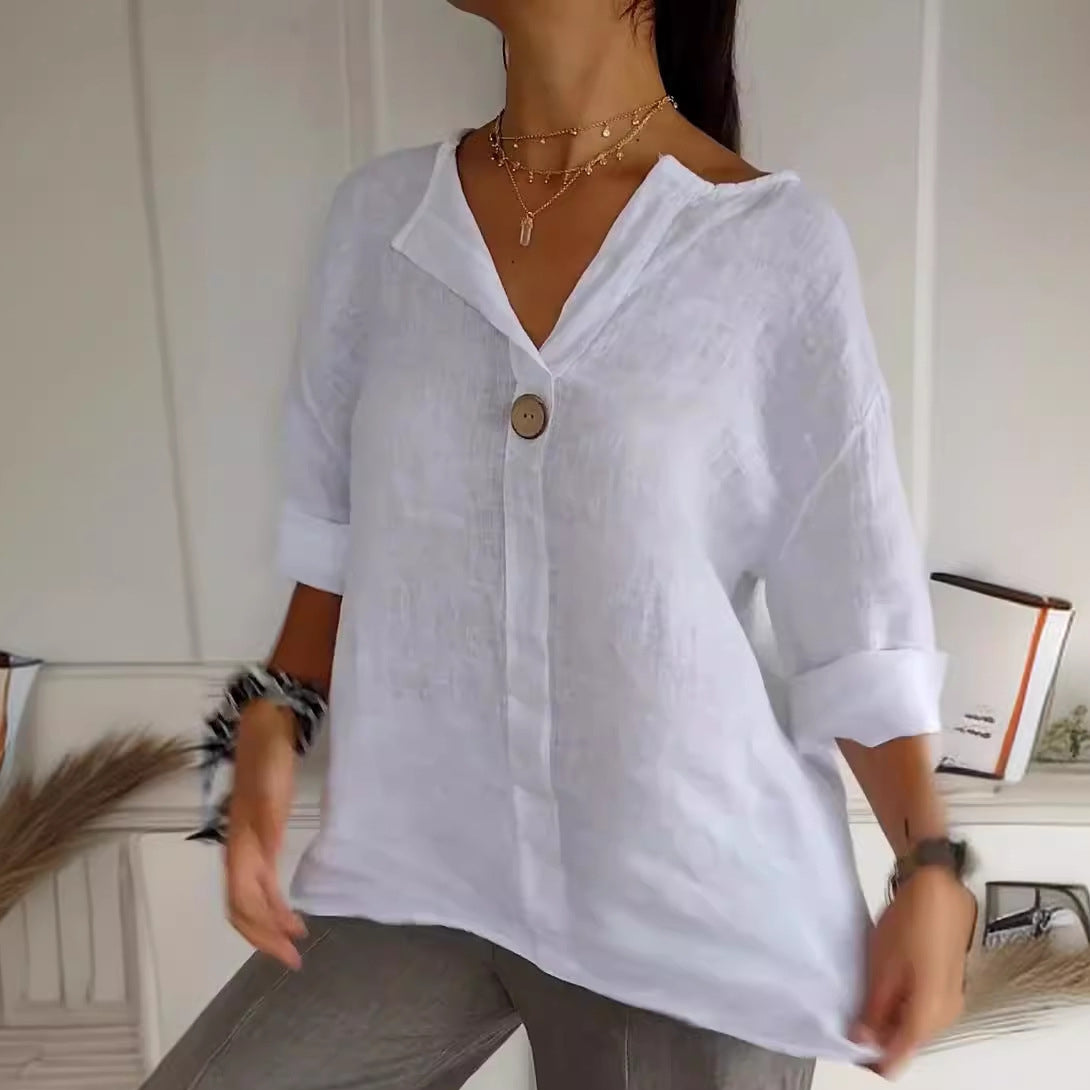 Damen Bluse V-Ausschnitt Weite Passform - Norvielle