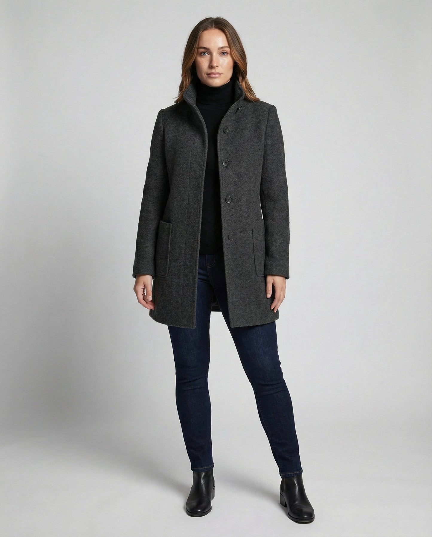 Damen Vintage Wollmantel Elegantes Design