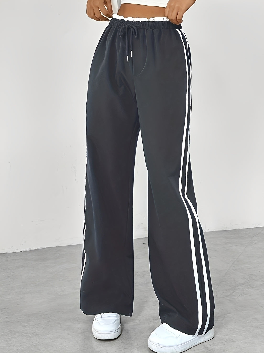 Damen Straight-Hose Weit Geschnitten Sportlich