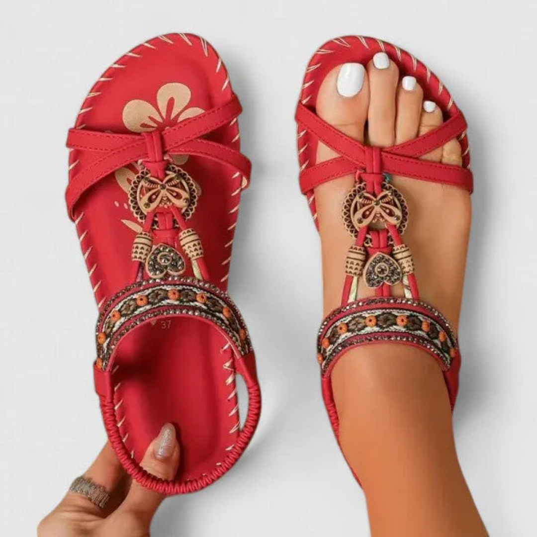 Damen Riemchen Sandalen Flach Offene Zehen