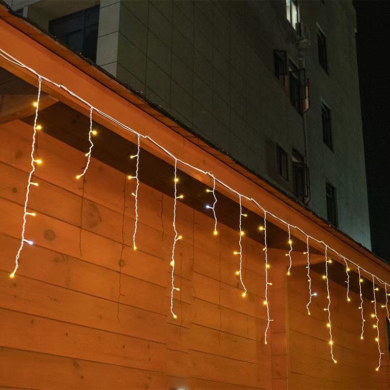 Quntis LED-Eiszapfen-Lichterkette 50m Wetterfest IP44 Warmweiß