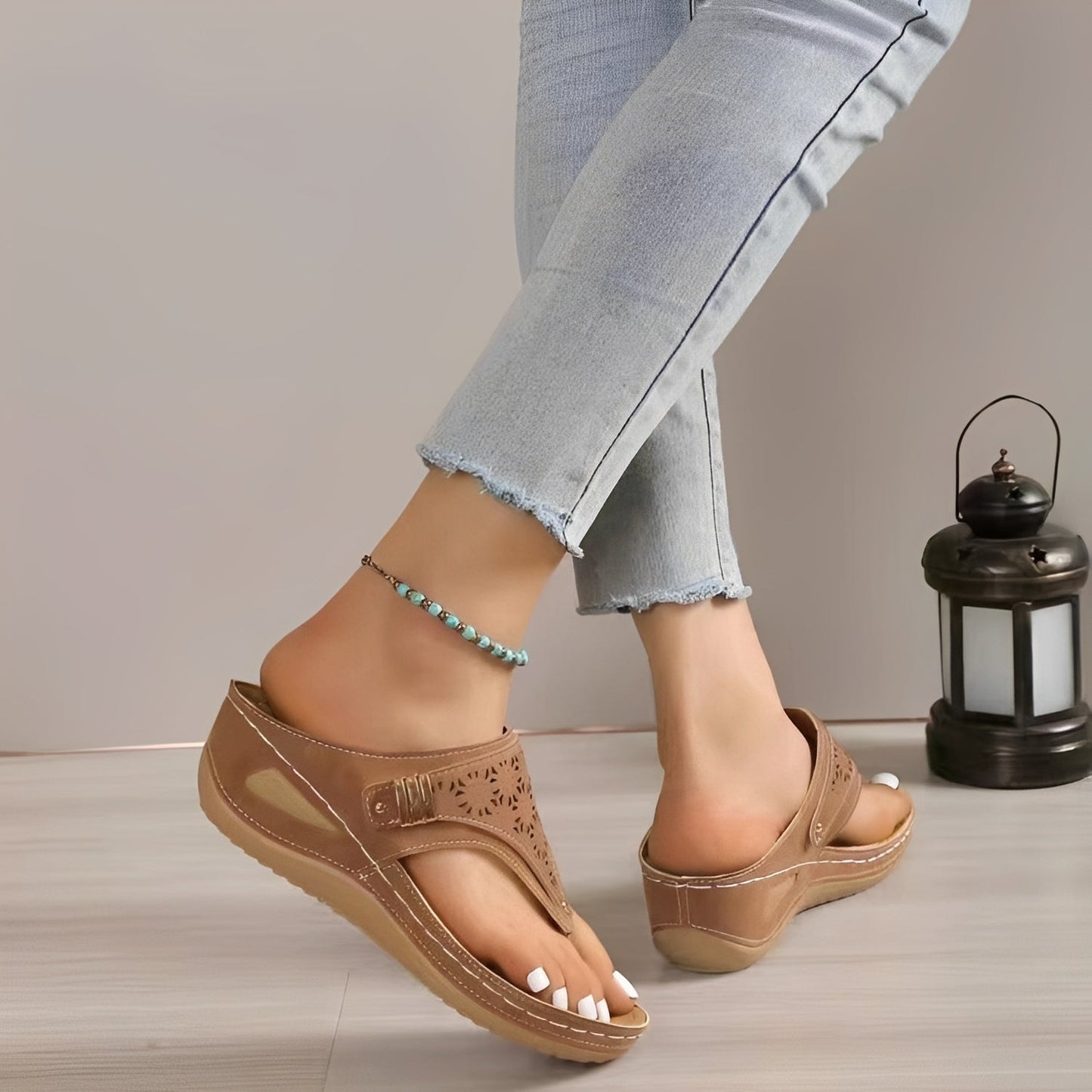 Damen Römer-Sandalen Keilabsatz Lässig