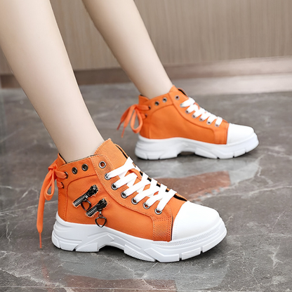 Damen High- Sneaker Jeansblau Reißverschluss