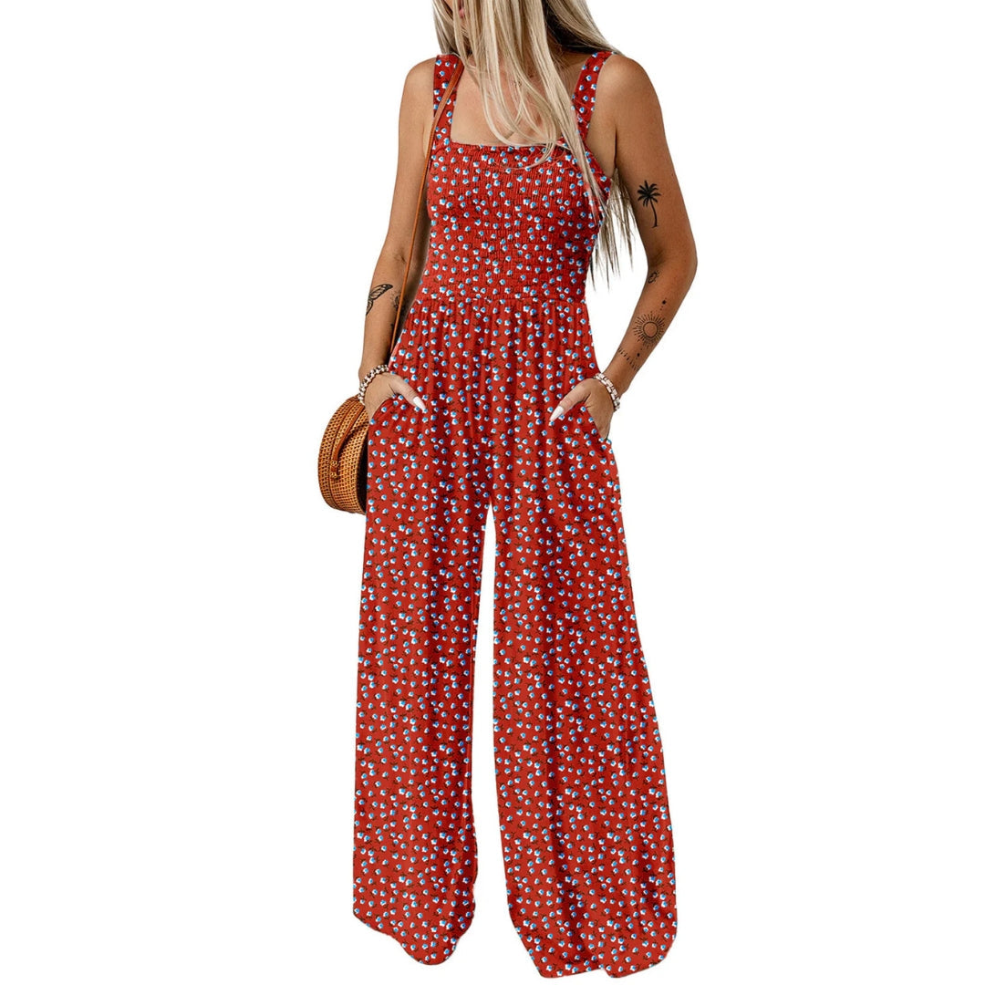 Damen Jumpsuit Blumenmuster Weites Bein Eleganz