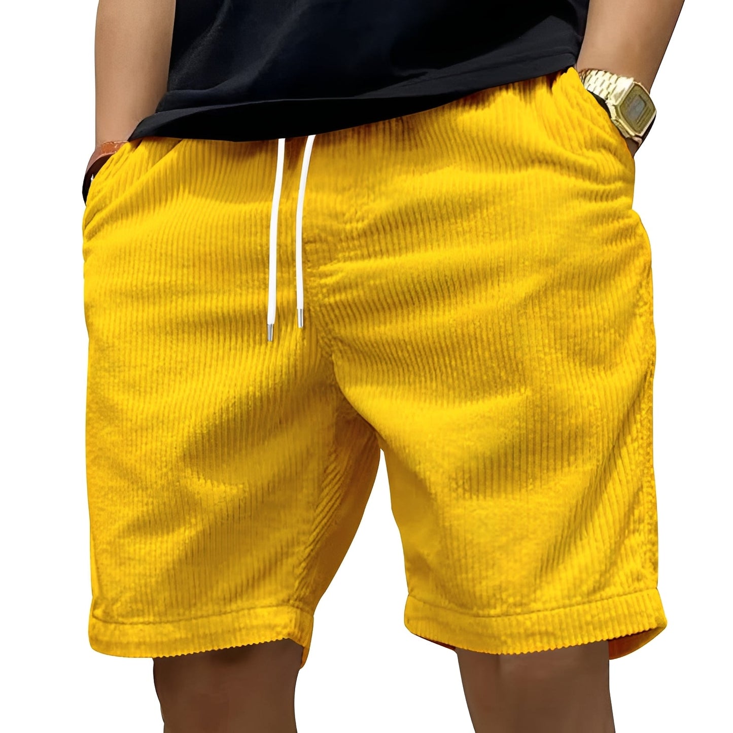 Herren Shorts Lässig Kordelzug Beige