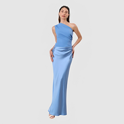 Damenkleid Asymmetrischer Kragen Gerader Rock