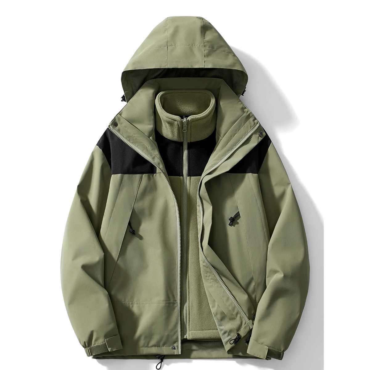 Herren Winterjacke 3-in-1 Fleece Mit Kapuze