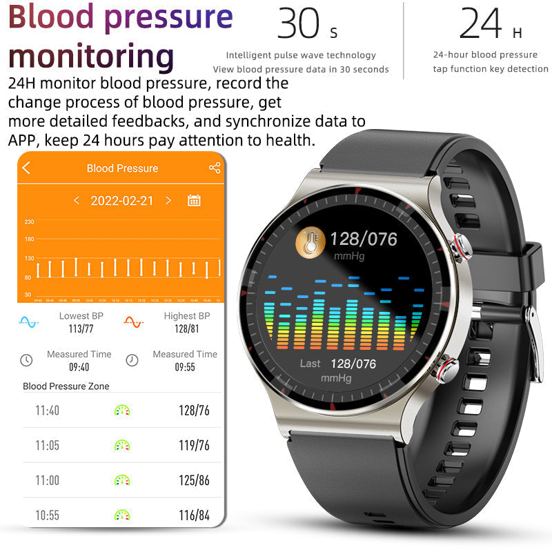 Medizinische Smartwatch EKG 512Hz Biosensor SpO2 Herzfrequenz IP67