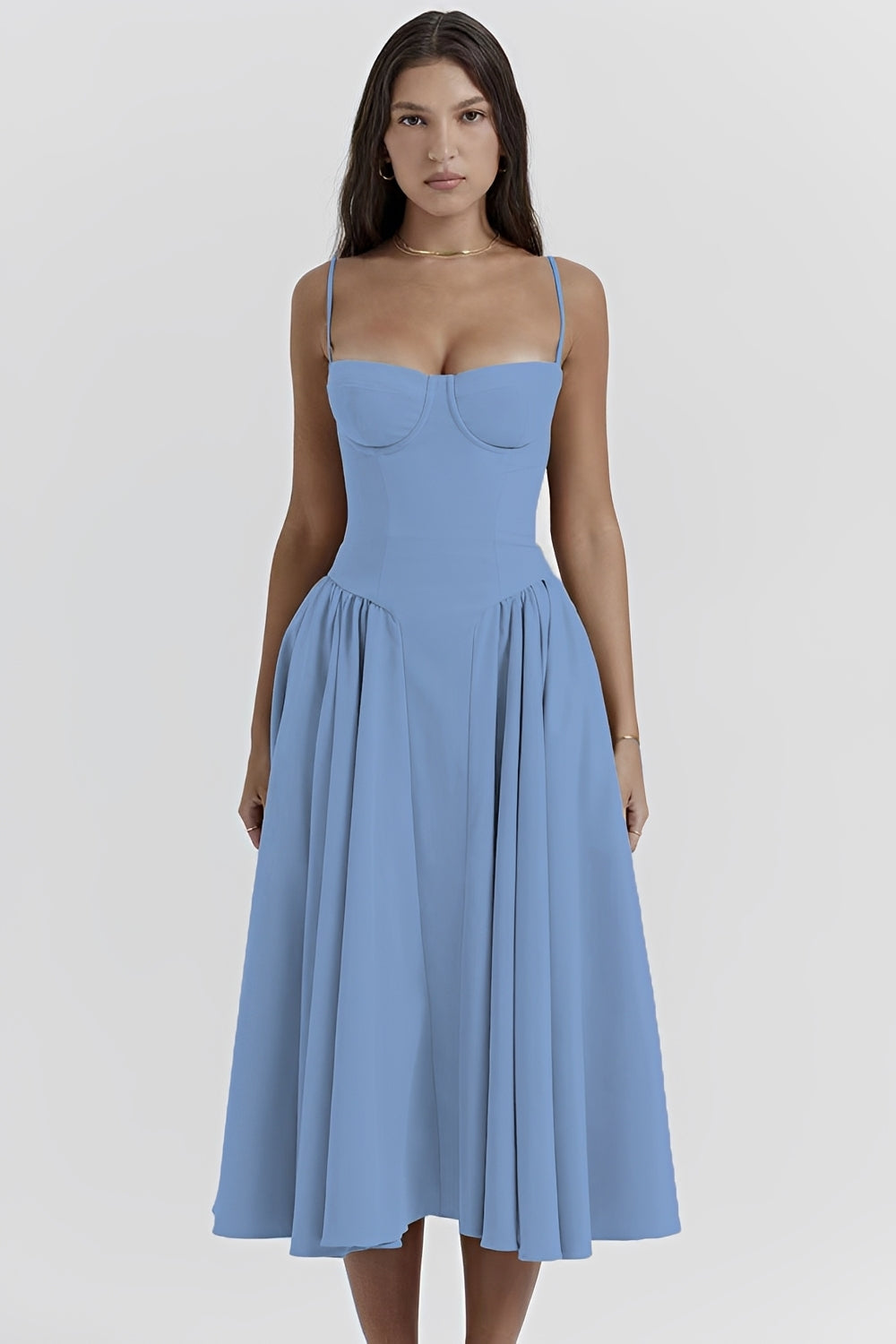 Damen Sling-Kleid Rückenfrei Leicht Sommerkleid