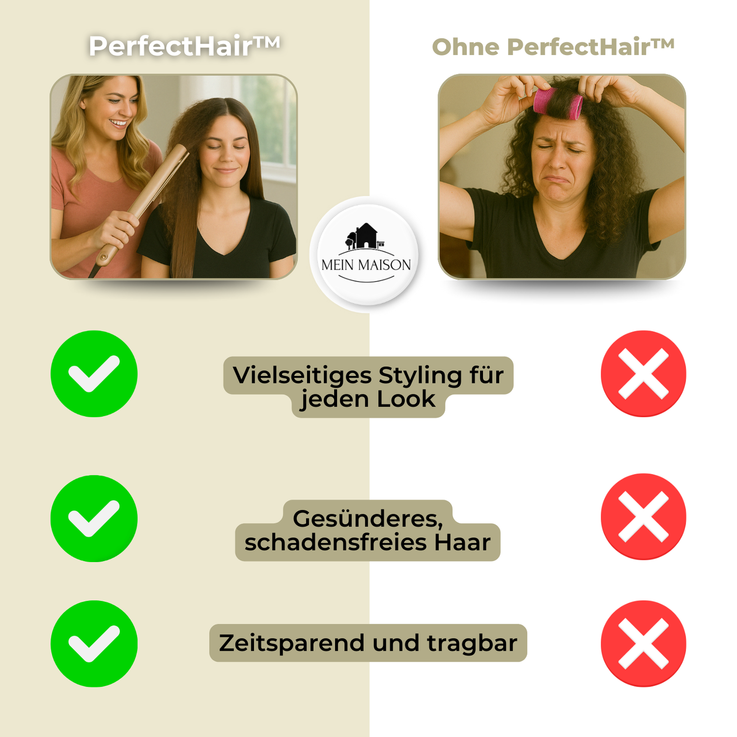 Haarglätter 2-in-1 Keramik Glätteisen