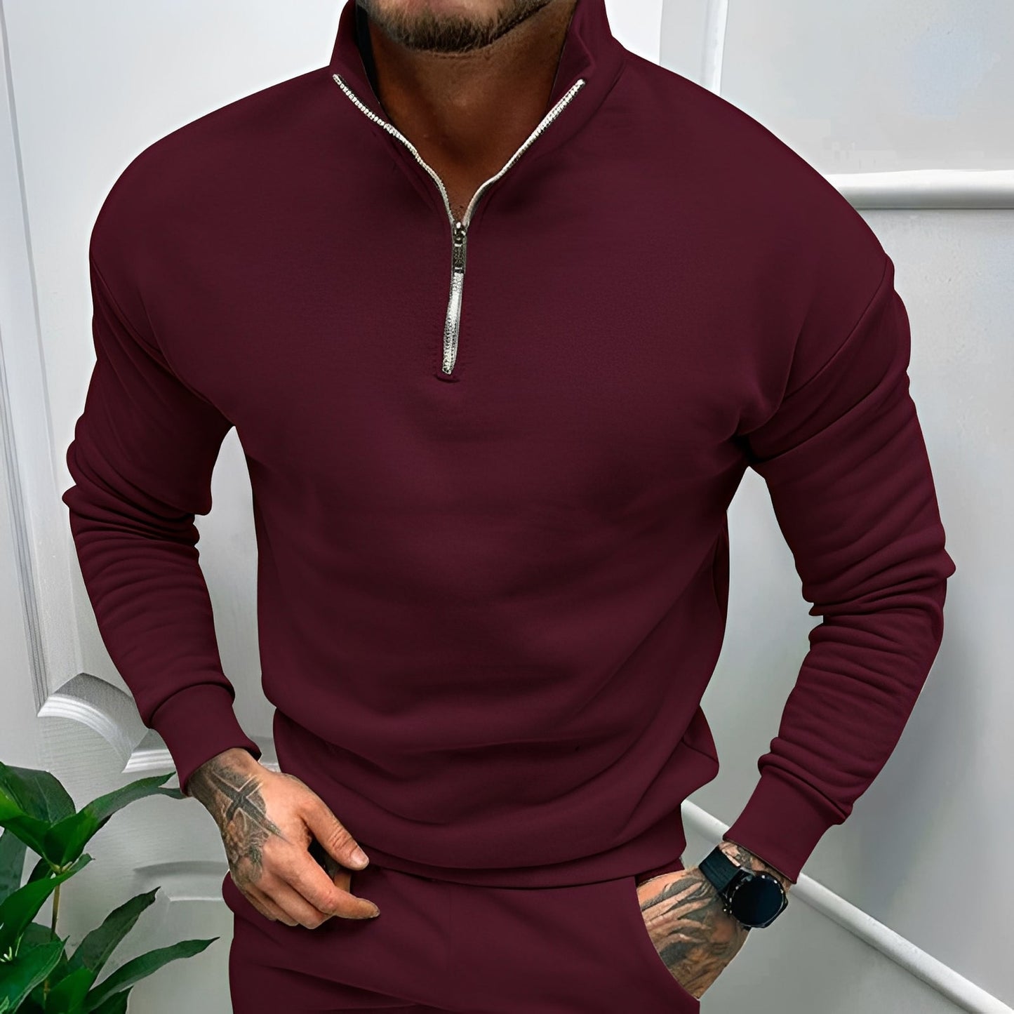 Herren Pullover Halb-Reißverschluss Lässig
