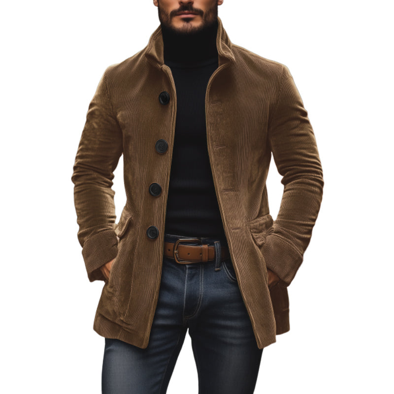 Damen Winterjacke Stehkragen Kurzmantel Einreihig Knöpfe