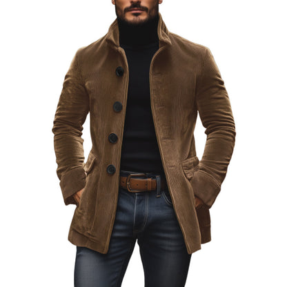 Damen Winterjacke Stehkragen Kurzmantel Einreihig Knöpfe