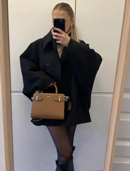 Damen Wolljacke Oversize Weite Ärmel