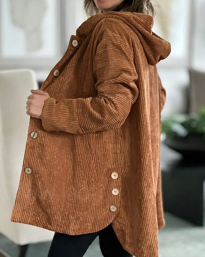 Damen Cordjacke mit Kapuze