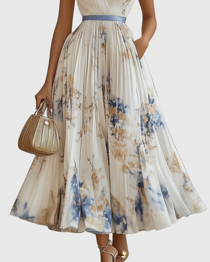 Isabella Damen Ärmelloses Blumenkleid Midi Geplissiert