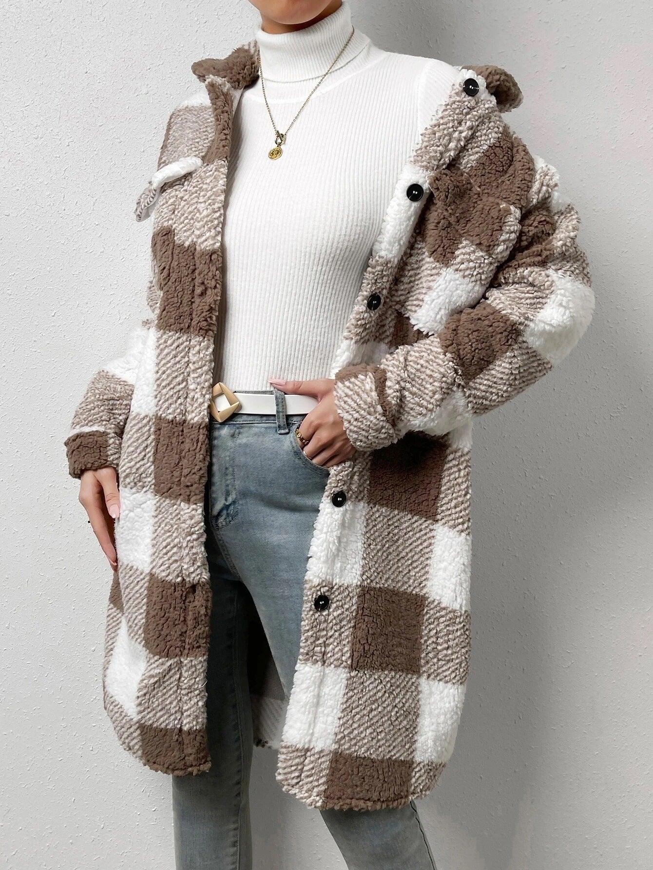 Damen Mantel Warm Faux-Pelz
