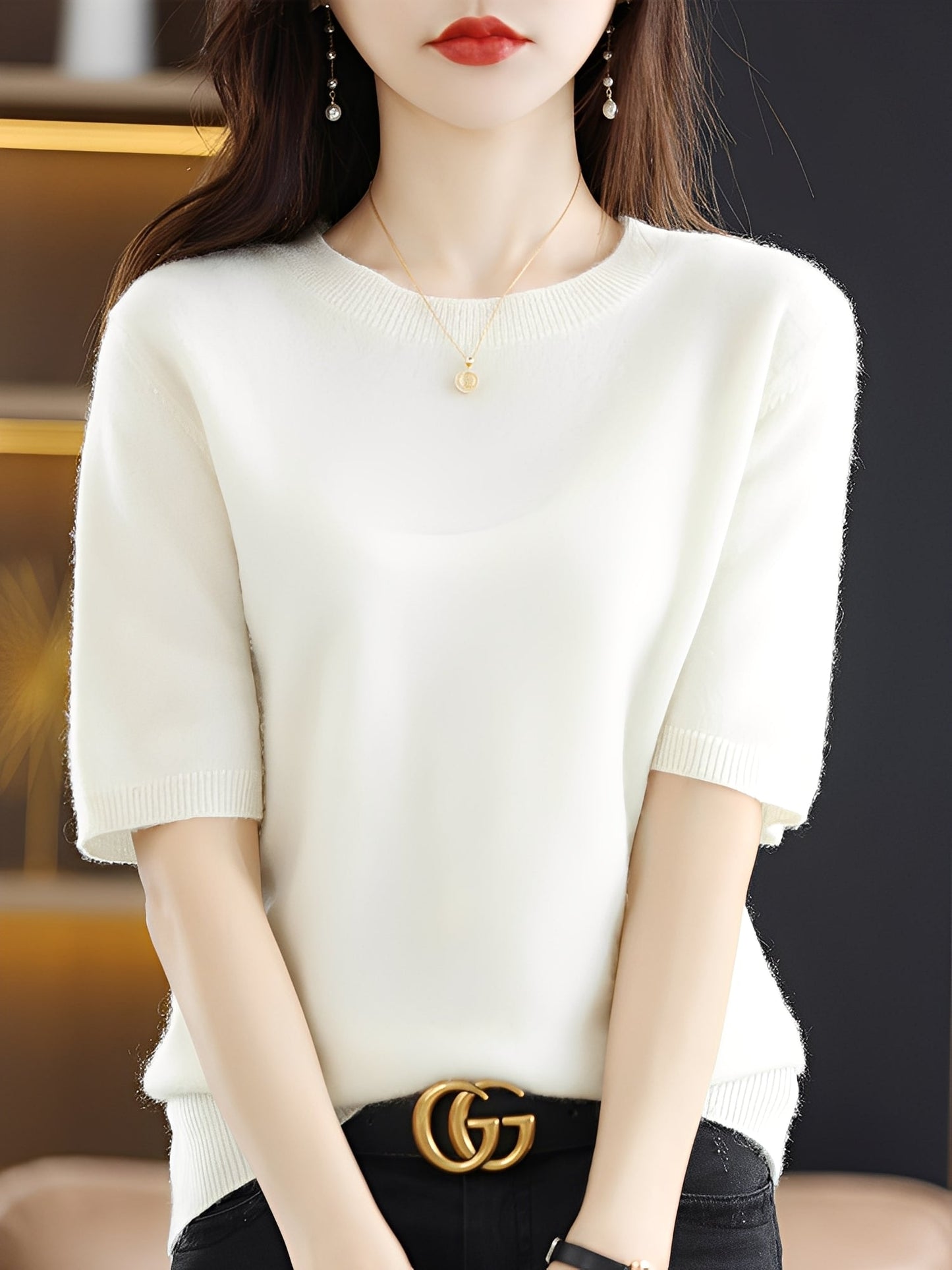 Damen Kurzarm-Pullover