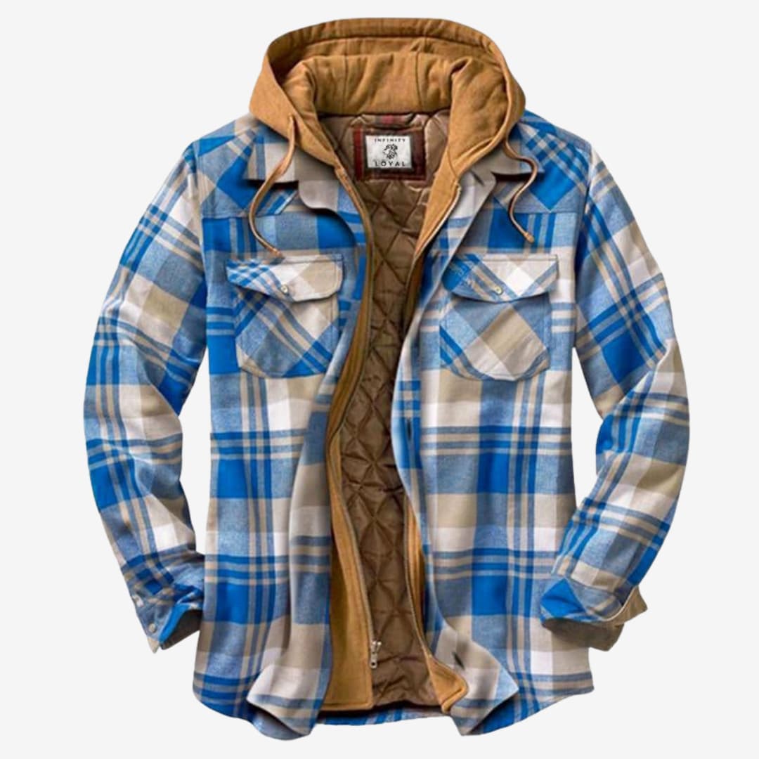 Herren Flanelljacke Kapuze Fleece Warm